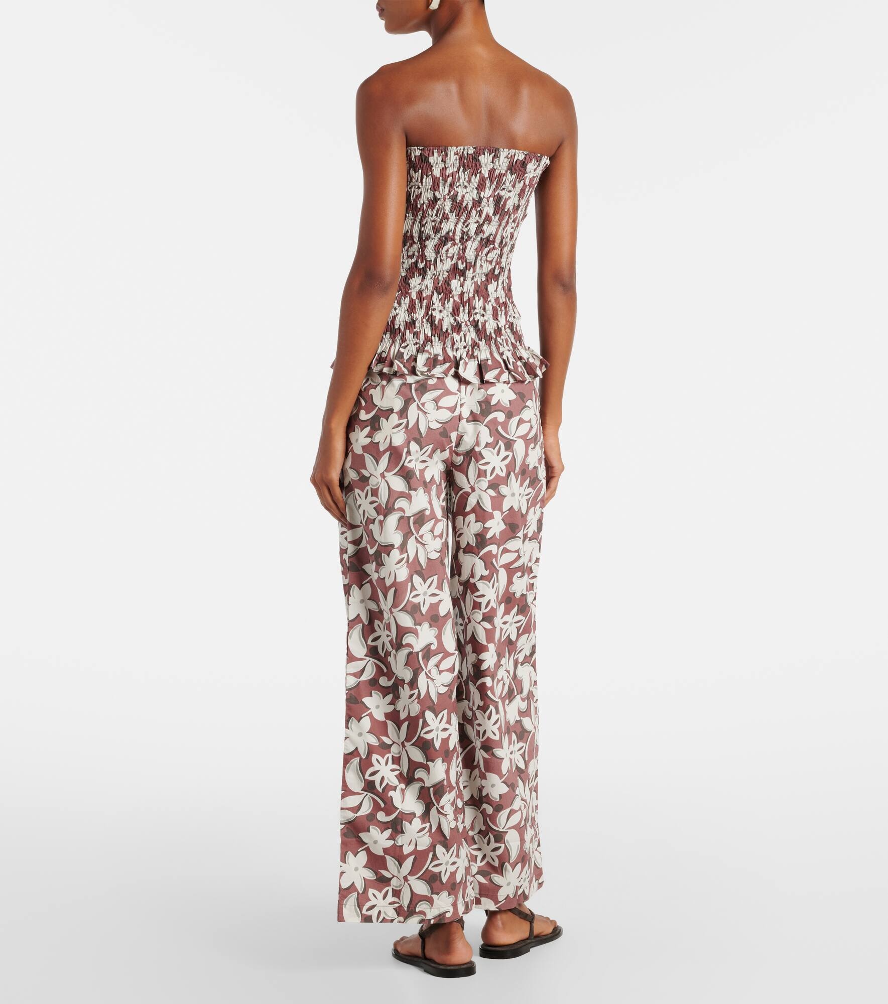 Lucie floral shirred cotton bandeau top - 3