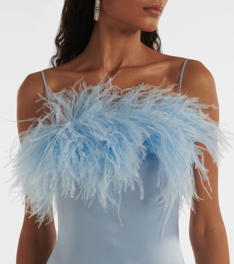 Feather-trimmed satin cocktail dress 4