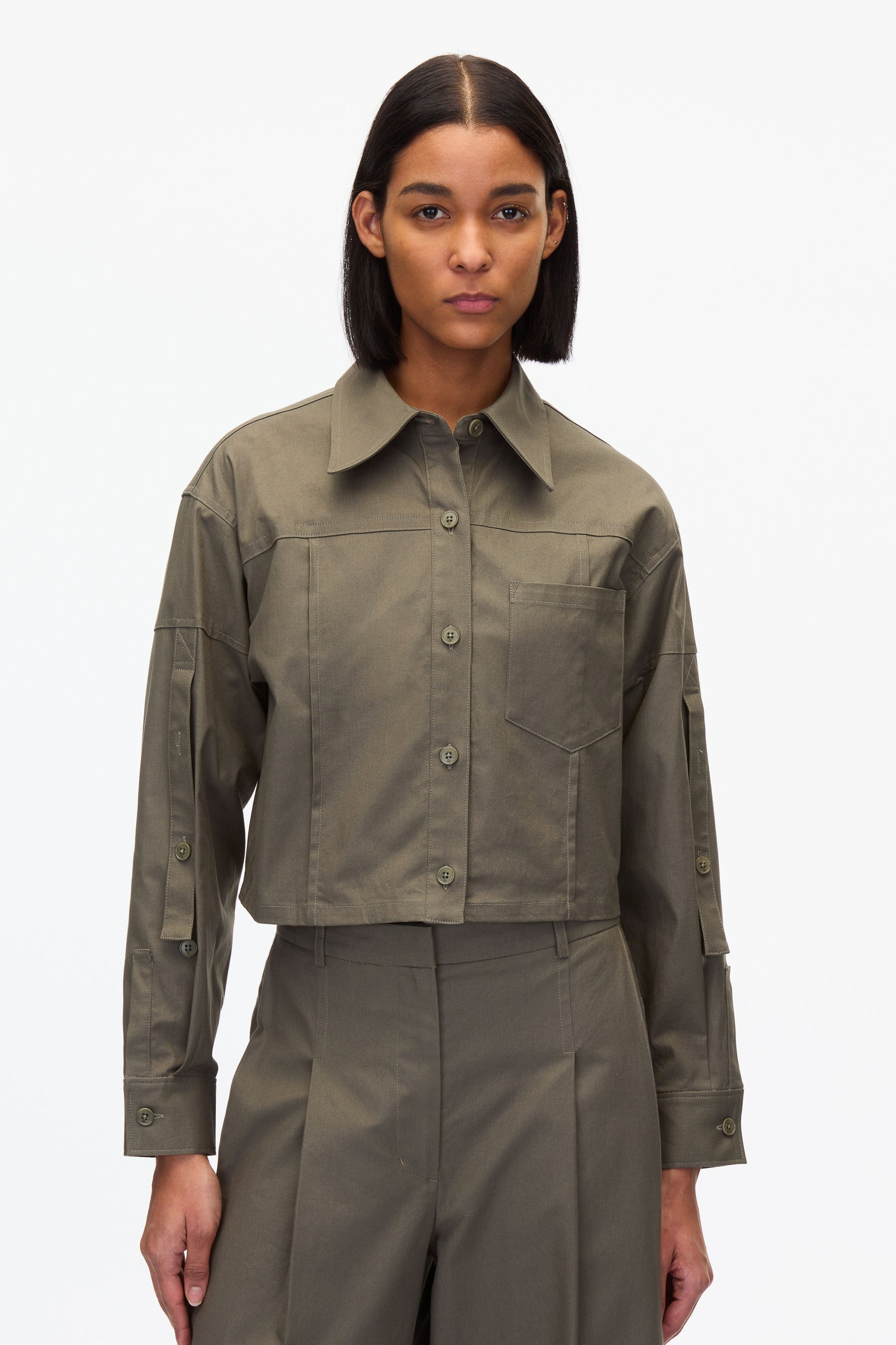 Cropped Convertible Shirt Jacket - 2