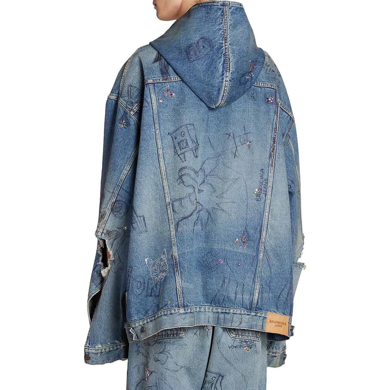 Balenciaga Oversized Hooded Jacket 'Blue' 719315TNW56-4268 - 4