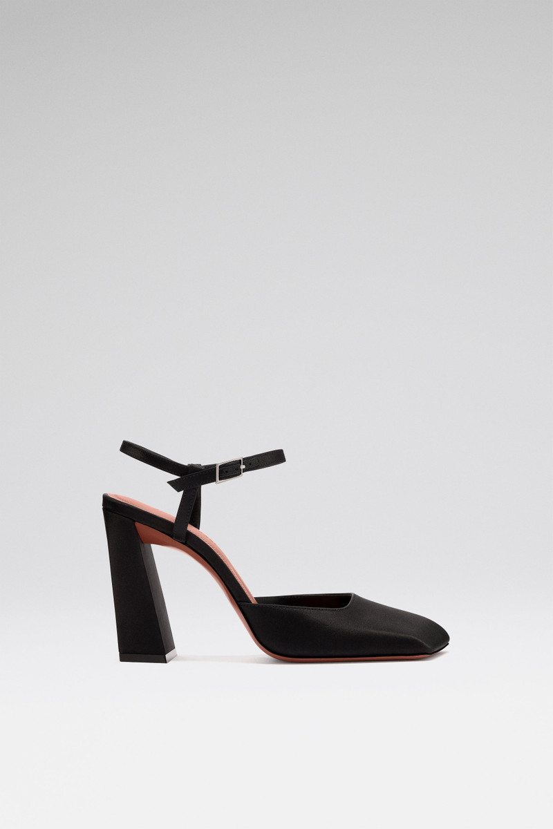CHARLOTTE PUMP BLACK SATIN AND SILVER BUCKLE 1