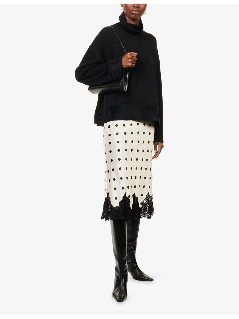 Reformation Carolina Polka-Dot Silk Midi Skirt outlook