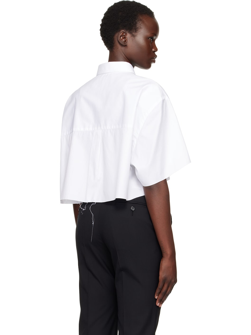 White Oversized Cropped Shirt - 3