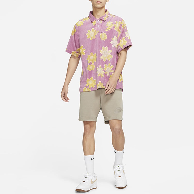 Nike Sportswear lapel Flowers Printing Short Sleeve Shirt Multicolor DM5033-507 - 3