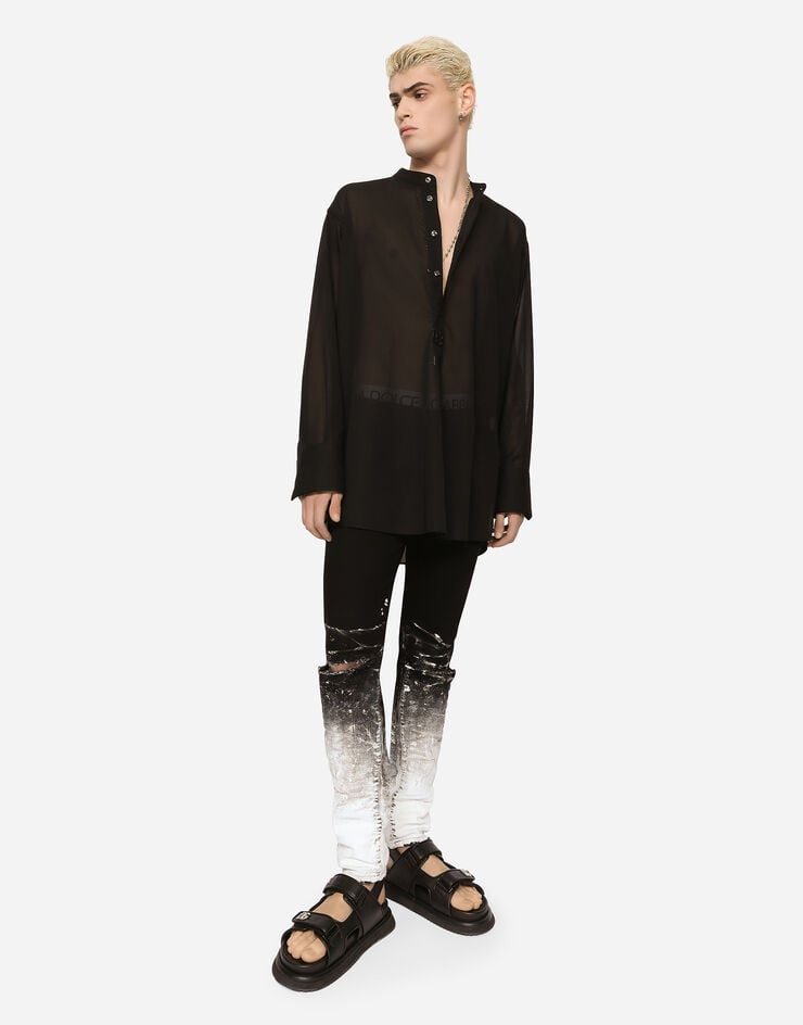 Slim-fit stretch jeans with brushstrokes and DG logo - 6