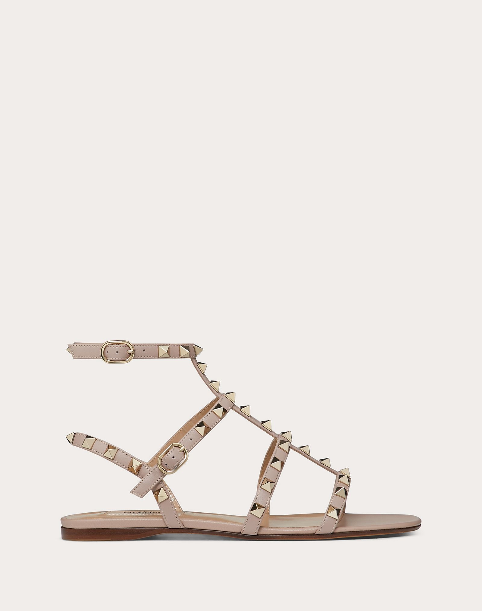 Rockstud Flat Calfskin Sandal with Straps - 1