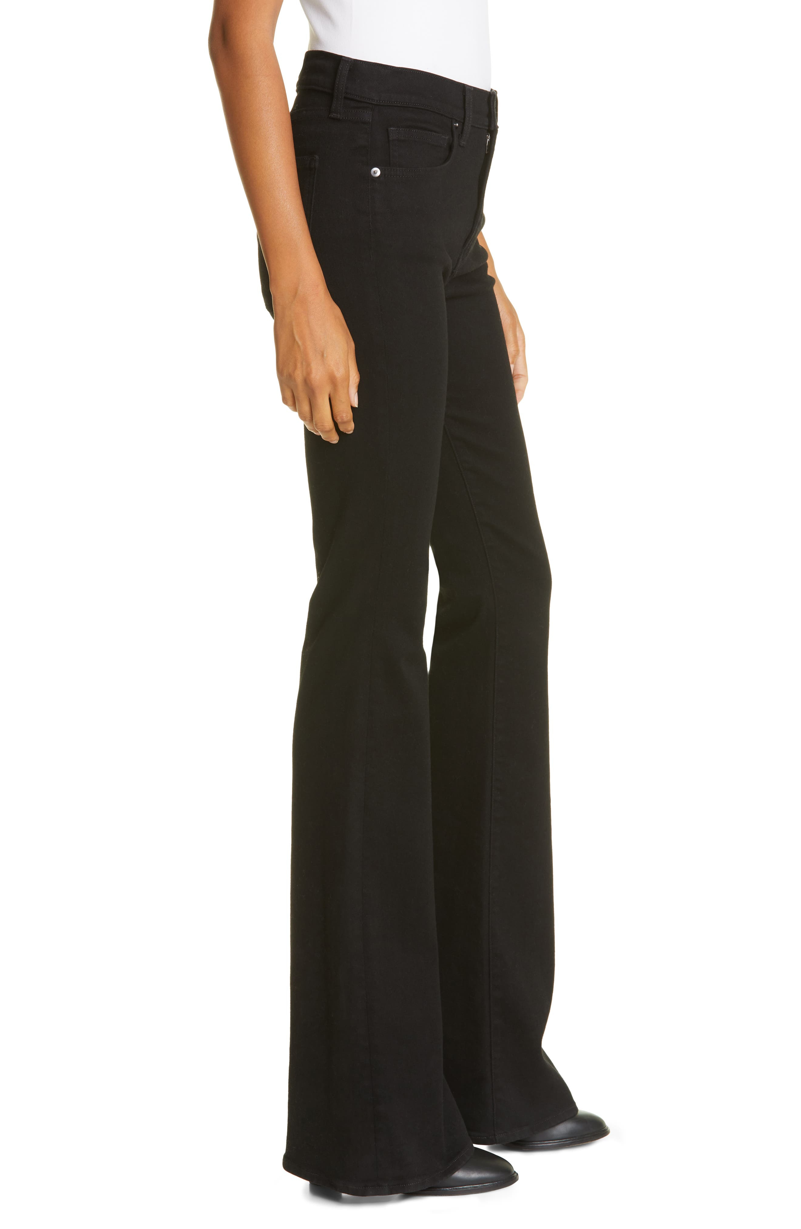 Veronica Beard Beverly High Waist Skinny Flare Leg Jeans in Onyx at Nordstrom - 3