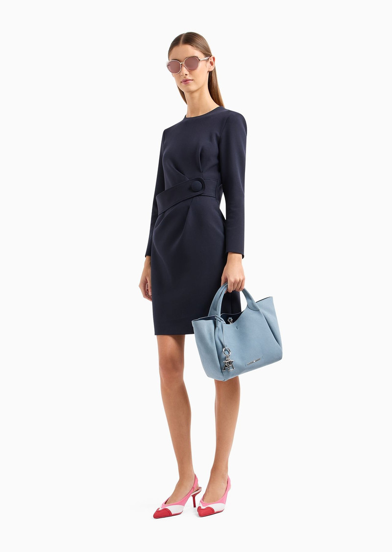 Split cowhide shopper bag with logo charm 7