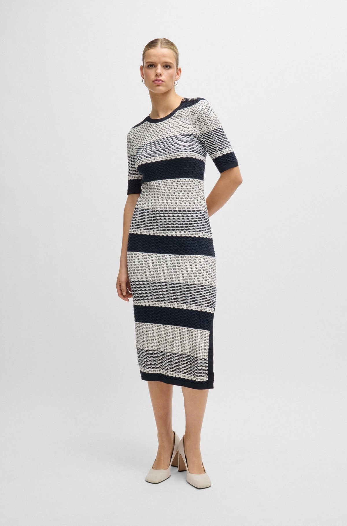 STRUCTURED-STRIPE DRESS IN STRETCH-COTTON JERSEY - 2