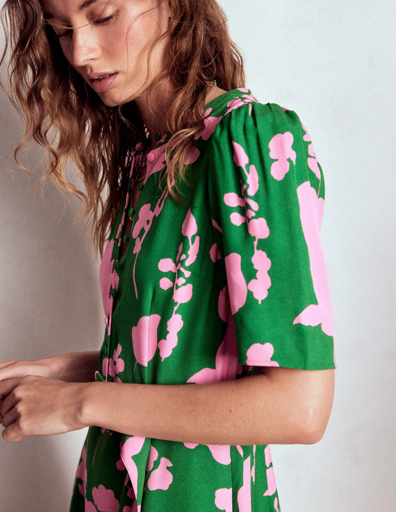 Kate Puff Sleeve Belted Dress-Highland Green, Dainty Sprigs 5