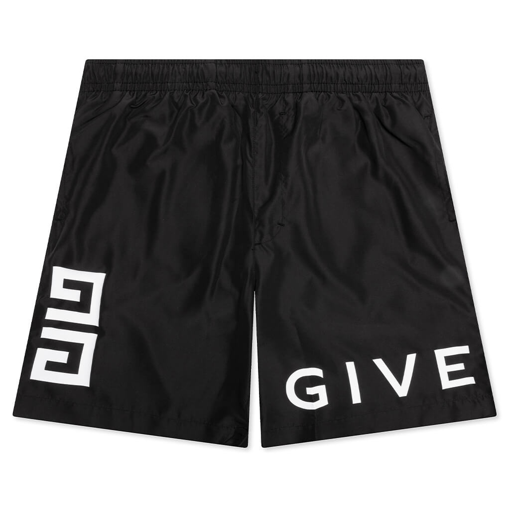 4G LONG SWIM SHORTS - BLACK/WHITE - 1