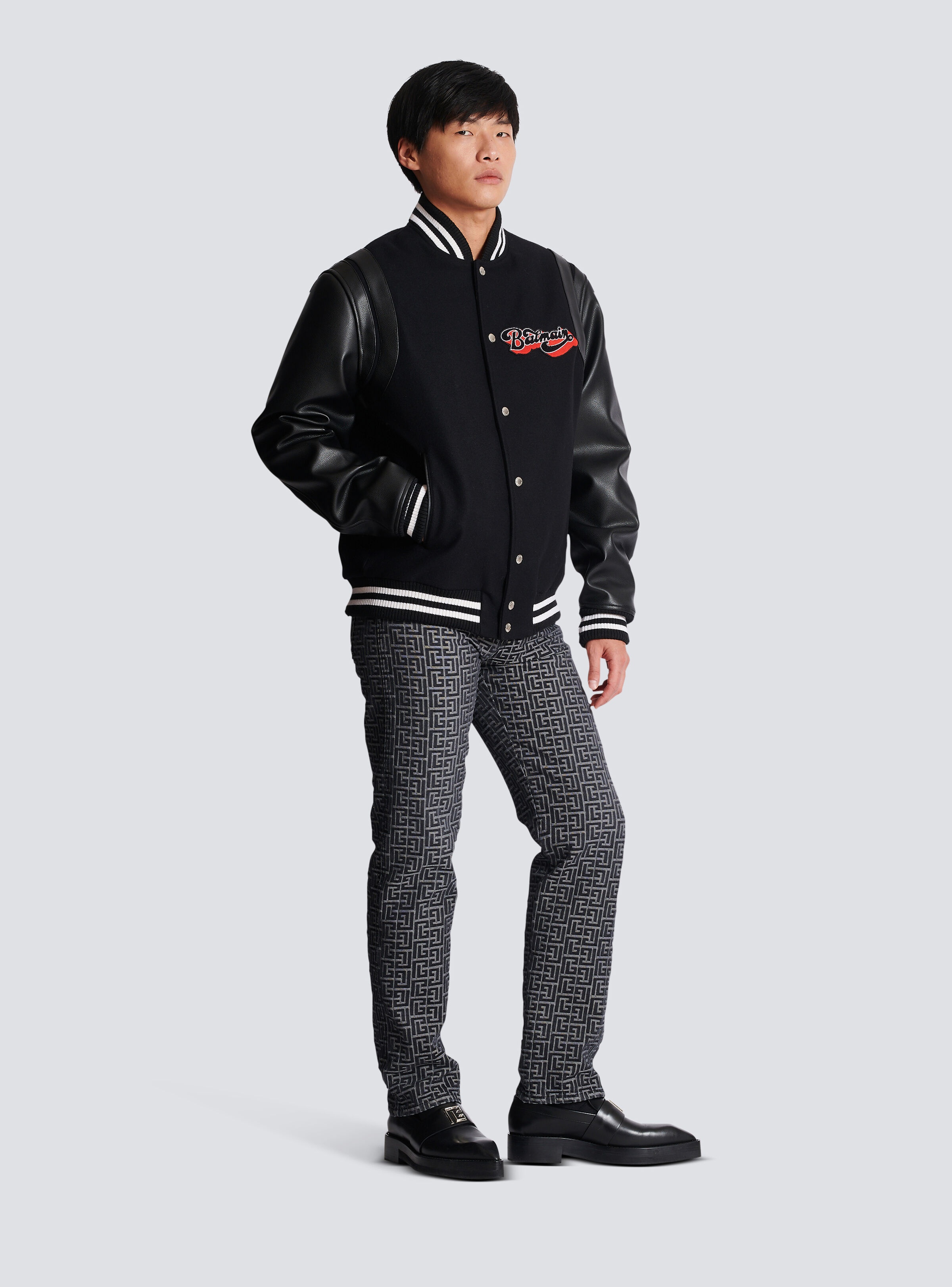 Balmain leather and wool jacket - 3