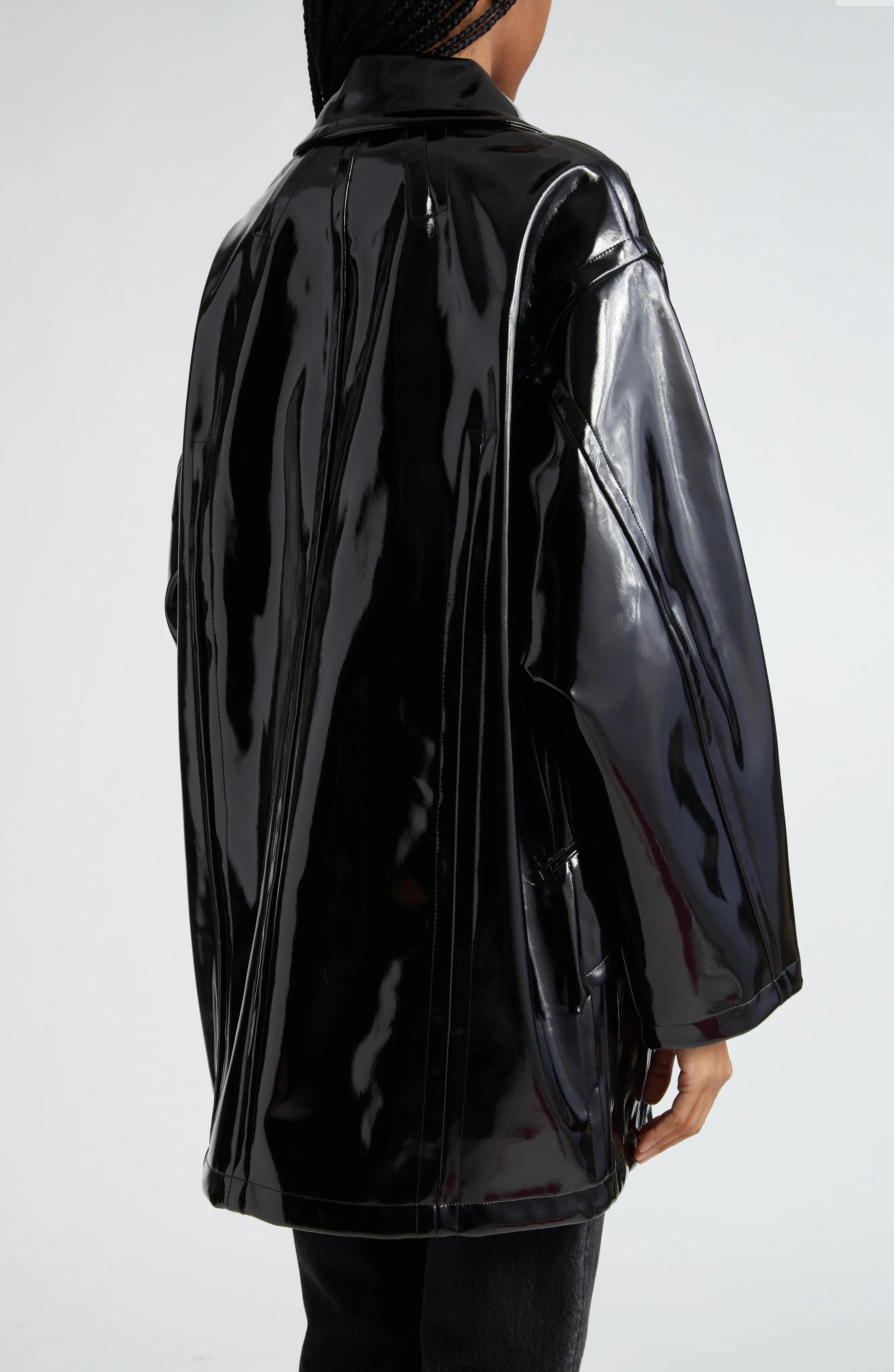 Maxxy Faux Patent Leather Raincoat - 2