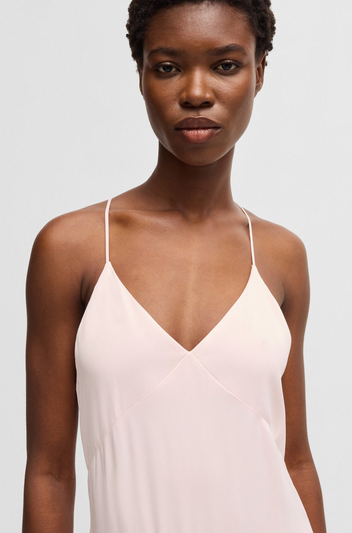SATEEN DRESS WITH WATERFALL DETAIL - 5