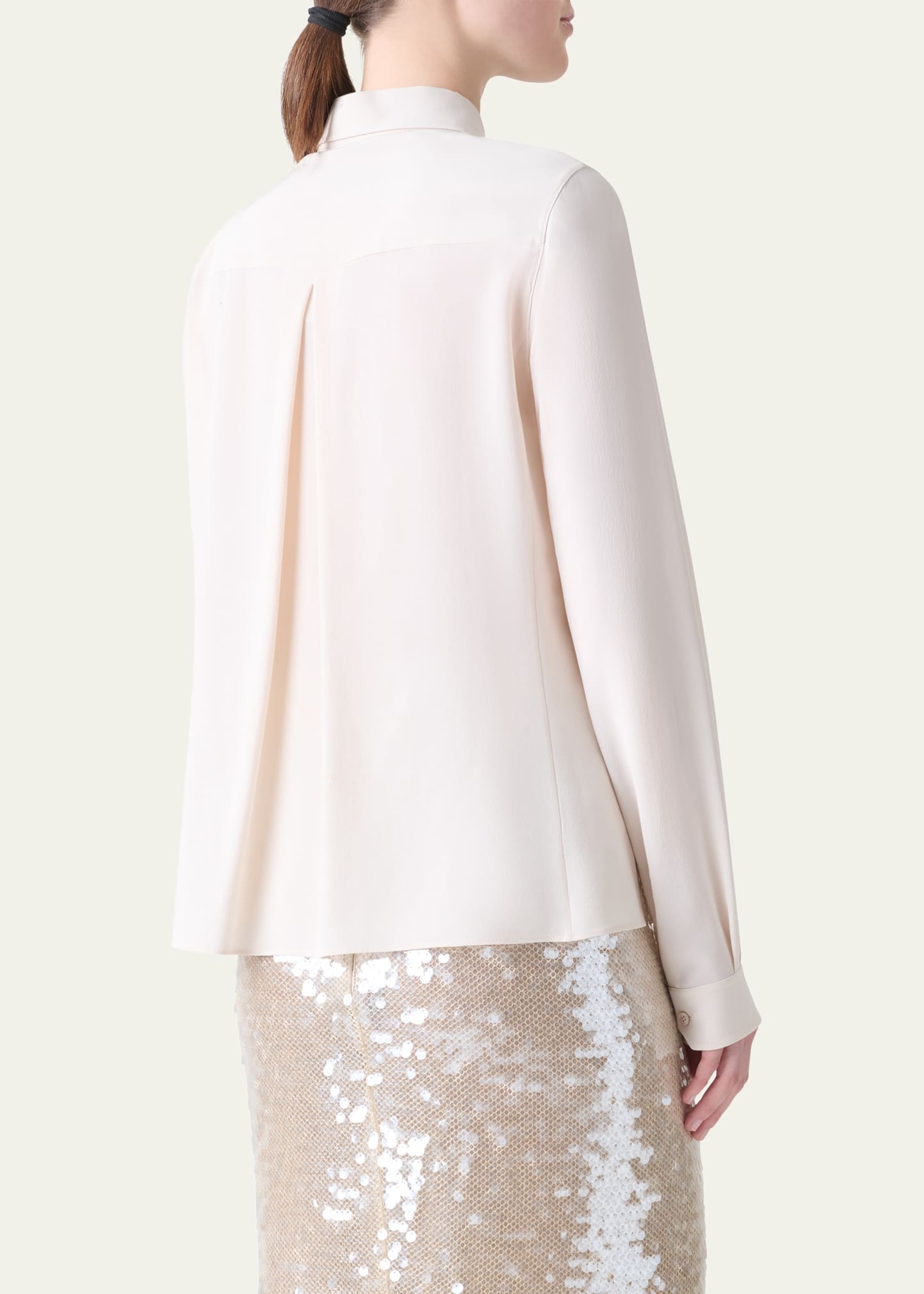 3D Organza Anemone Swarovski Silk Crepe Blouse - 3