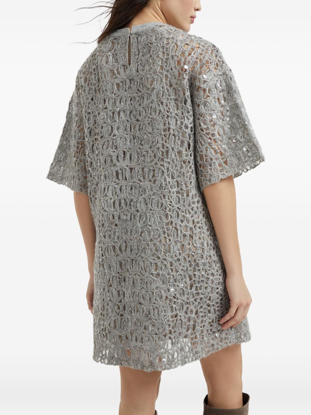 sequinned embroidered mini dress - 5