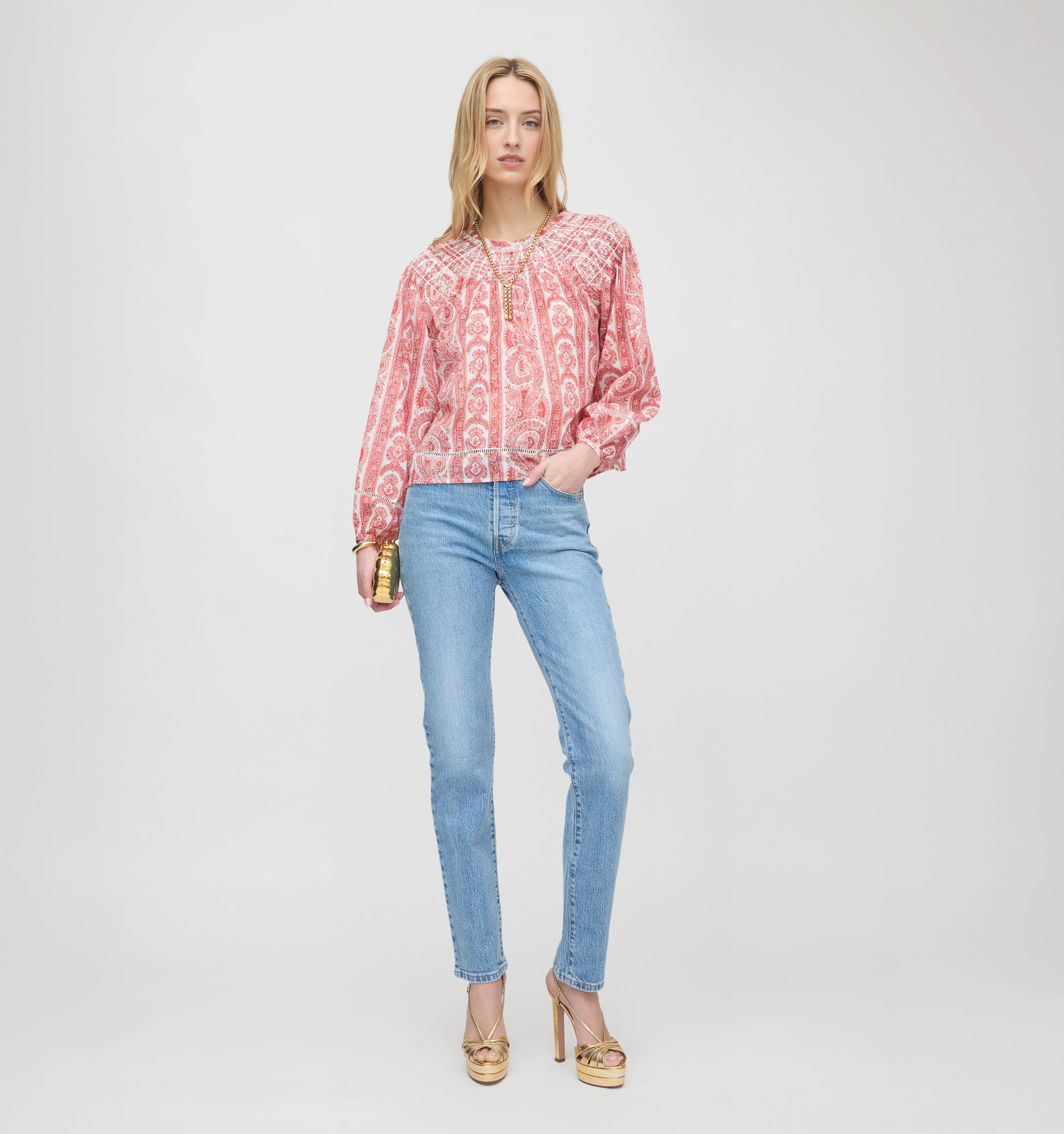 The Skye Top - Coral Corsica Paisley - 1