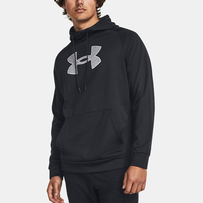 Under Armour Fleece Logo Hoodie 'Black Grey' 1379854-001 - 3