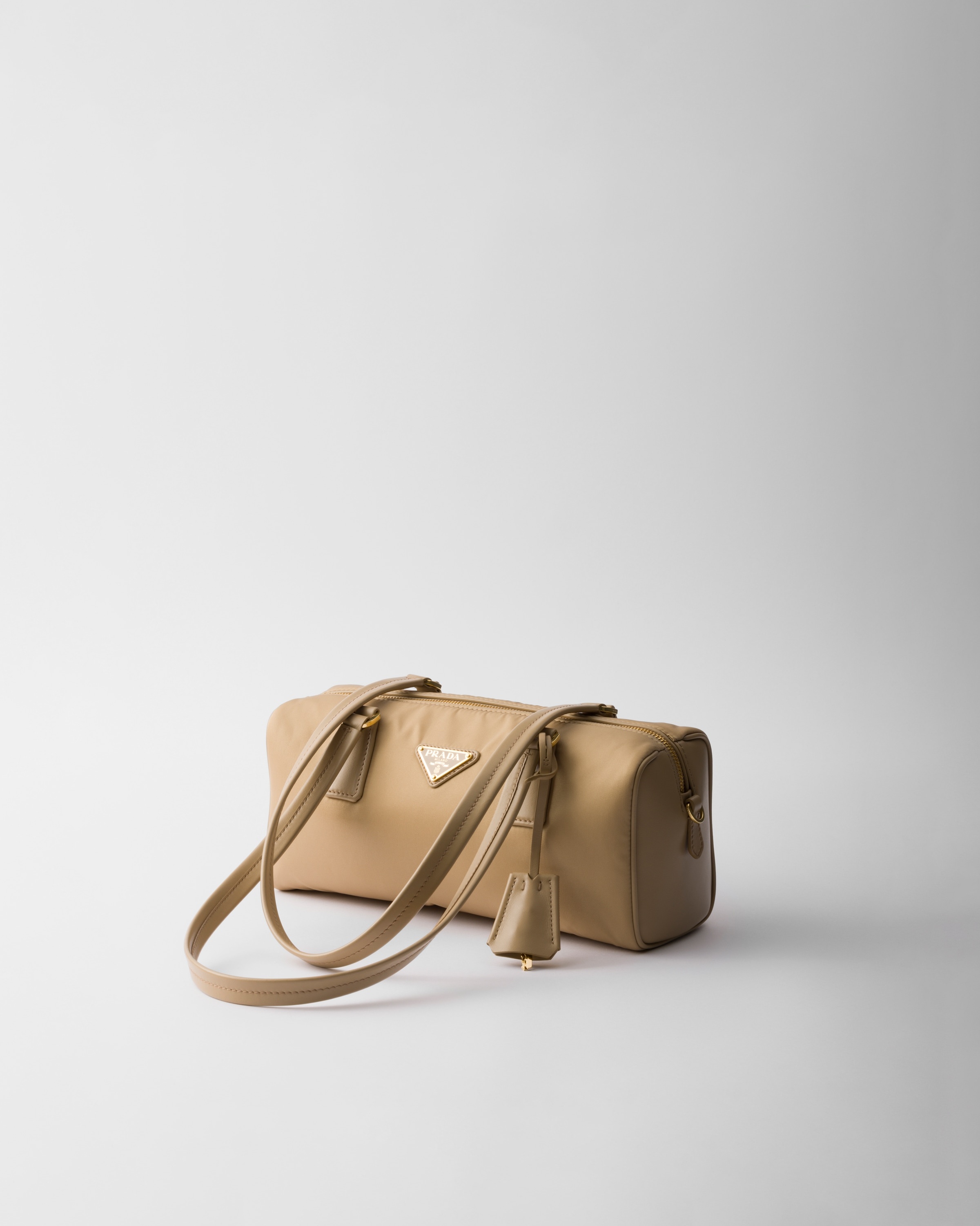Prada Re-Nylon and leather medium top-handle bag with