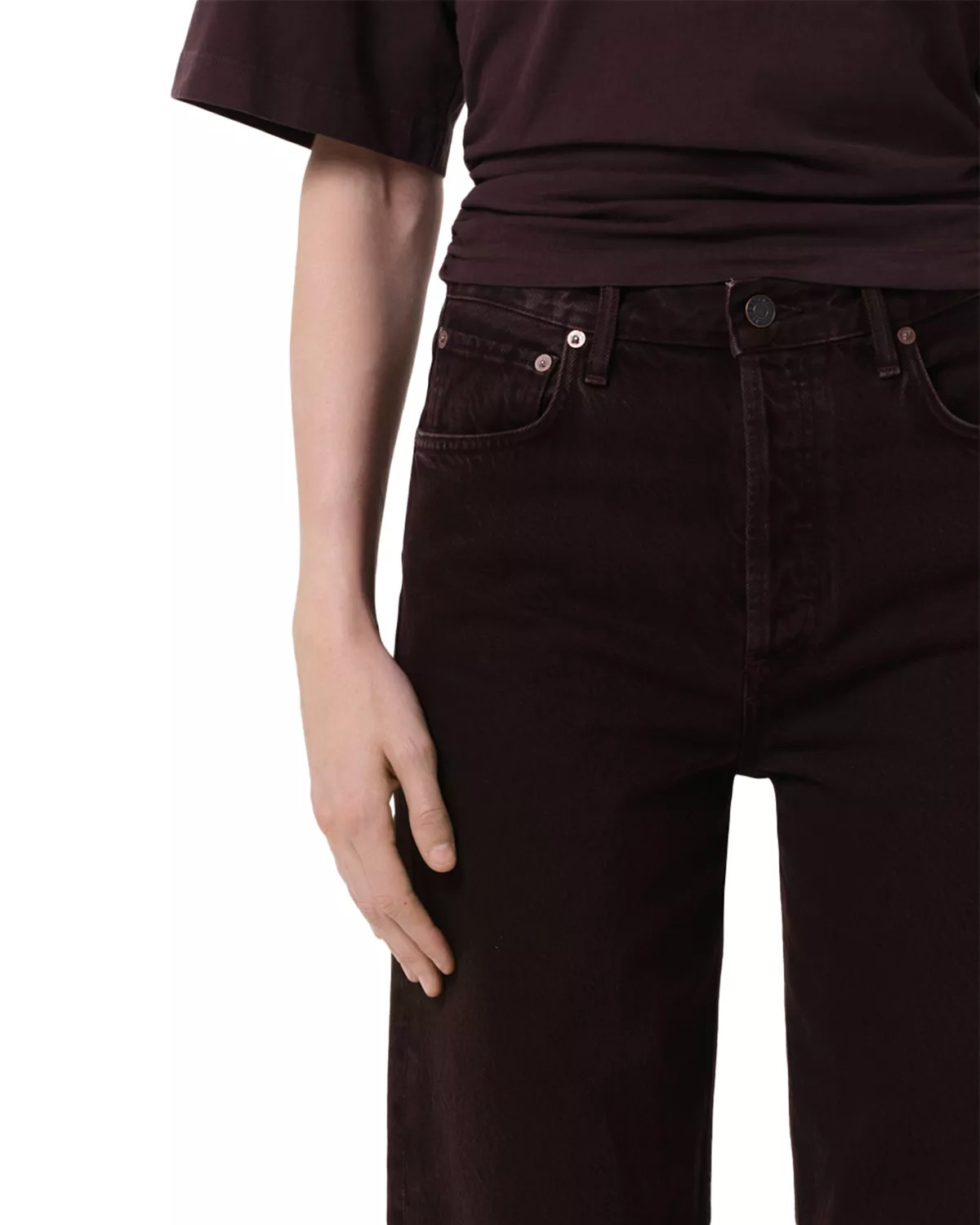 Ren High Rise Wide Leg Ankle Jeans in Sloe Berry - 5