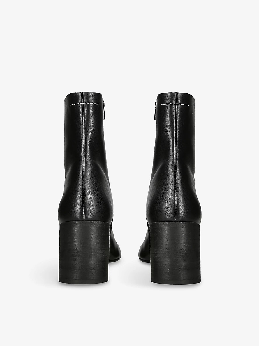 Round-toe leather heeled ankle boots - 4