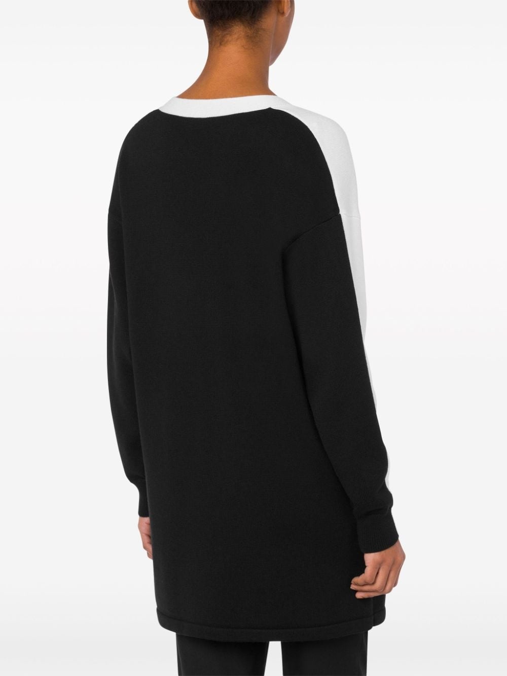 two-tone V-neck cardigan - 3
