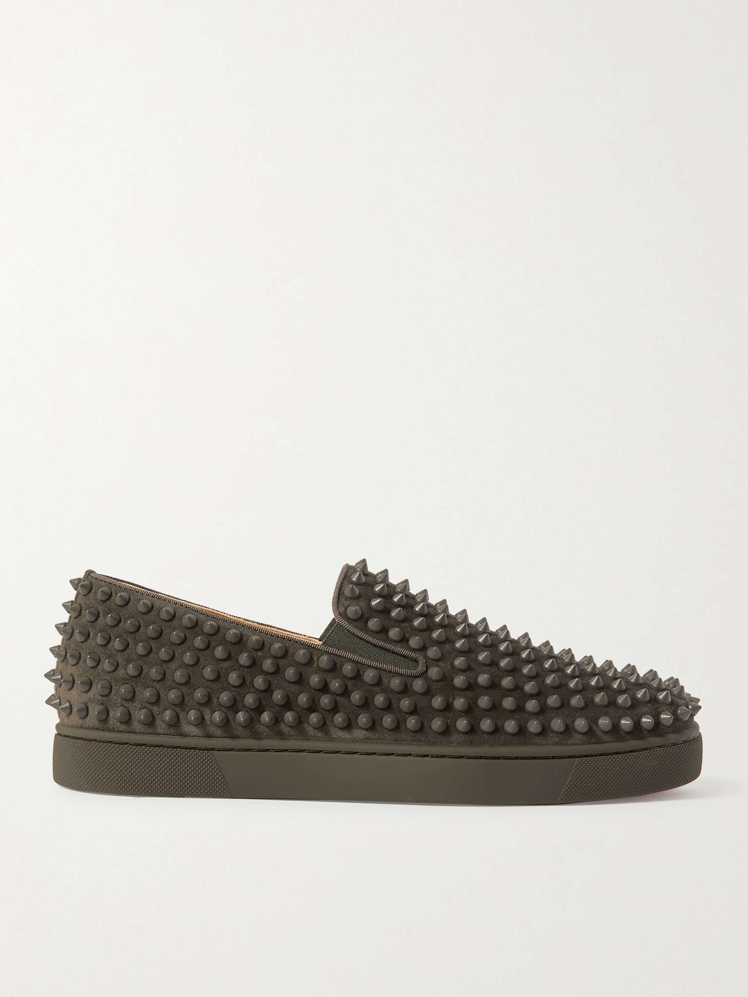 Roller-Boat Spiked Suede Slip-On Sneakers - 1