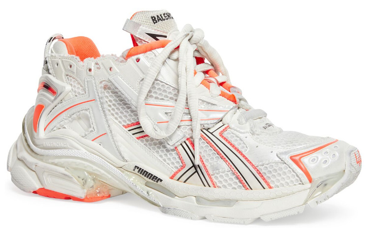 Balenciaga Runner Sneakers 'White Fluo Orange Mesh and Nylon' 677403W3RBM9770 - 2