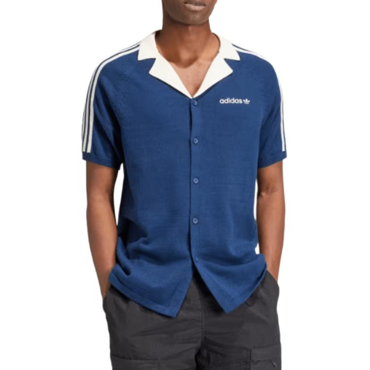 adidas Premium Knitted Tee 'Blue White' IU0223 - 3