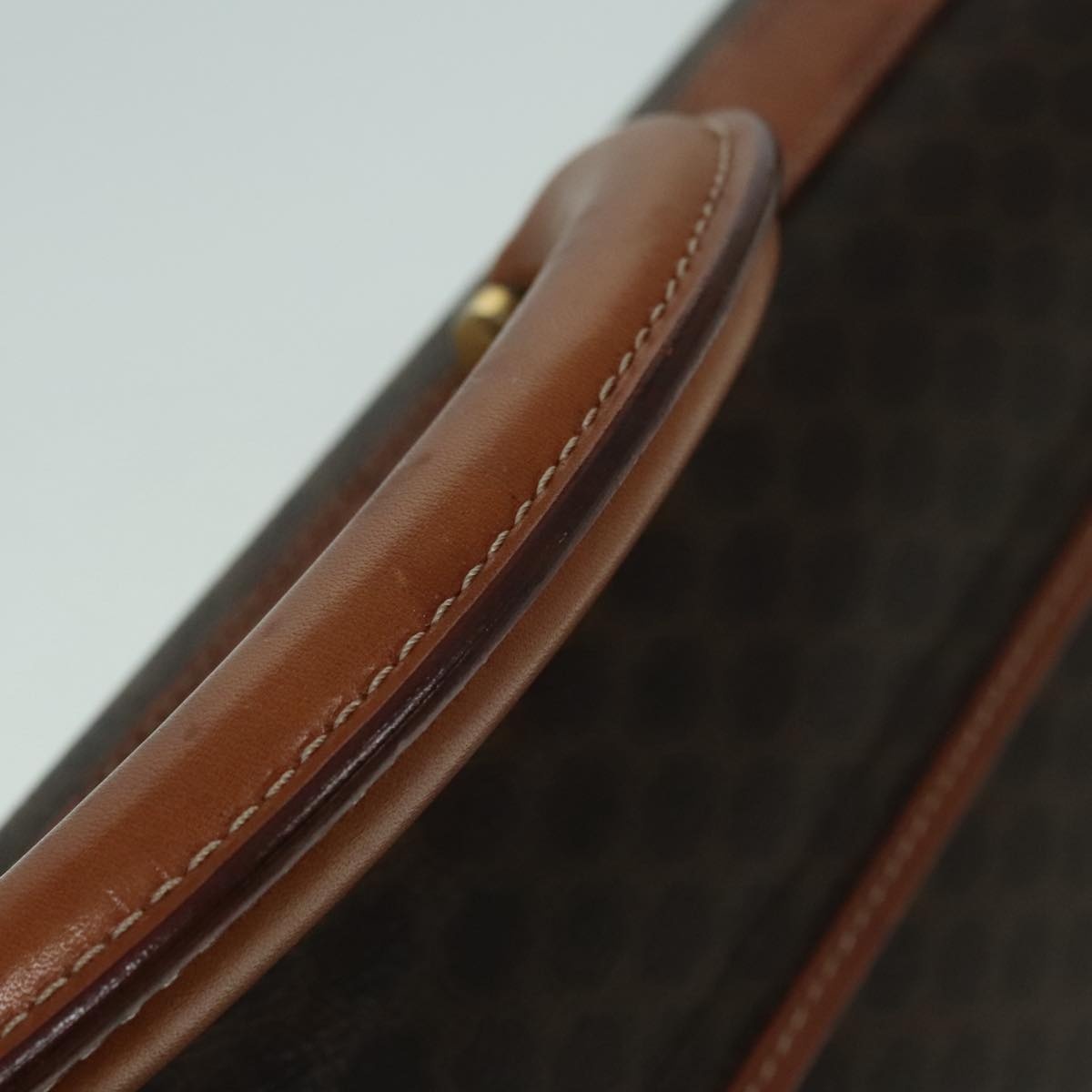 CELINE Macadam Canvas Hand Bag Pvc Leather Brown Gold - 7