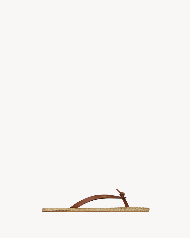 POOL FLIP-FLOPS IN SMOOTH LEATHER AND RAFFIA - 1