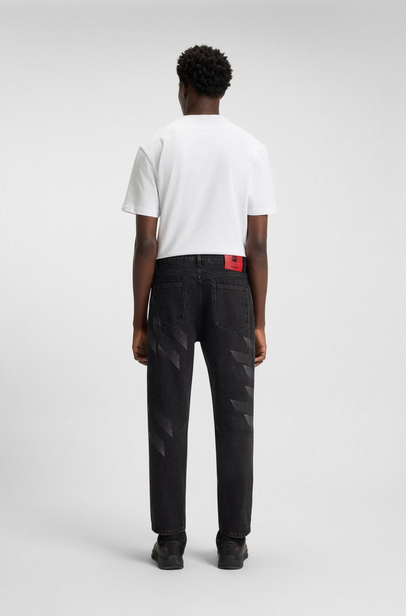 HUGO X RB RELAXED-FIT JEANS WITH LASERED PATTERN 4