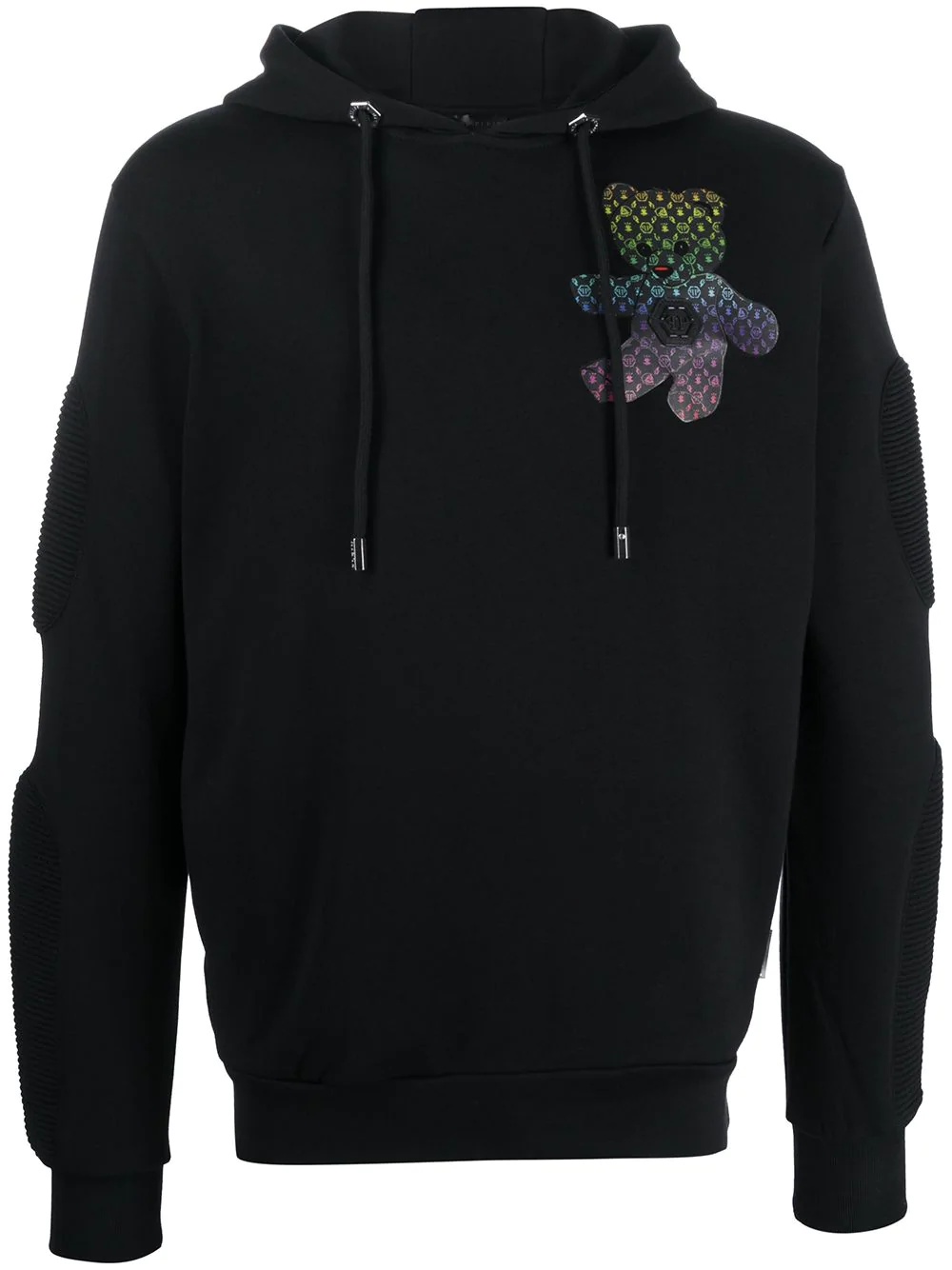 Teddy-print embroidered hoodie  - 1