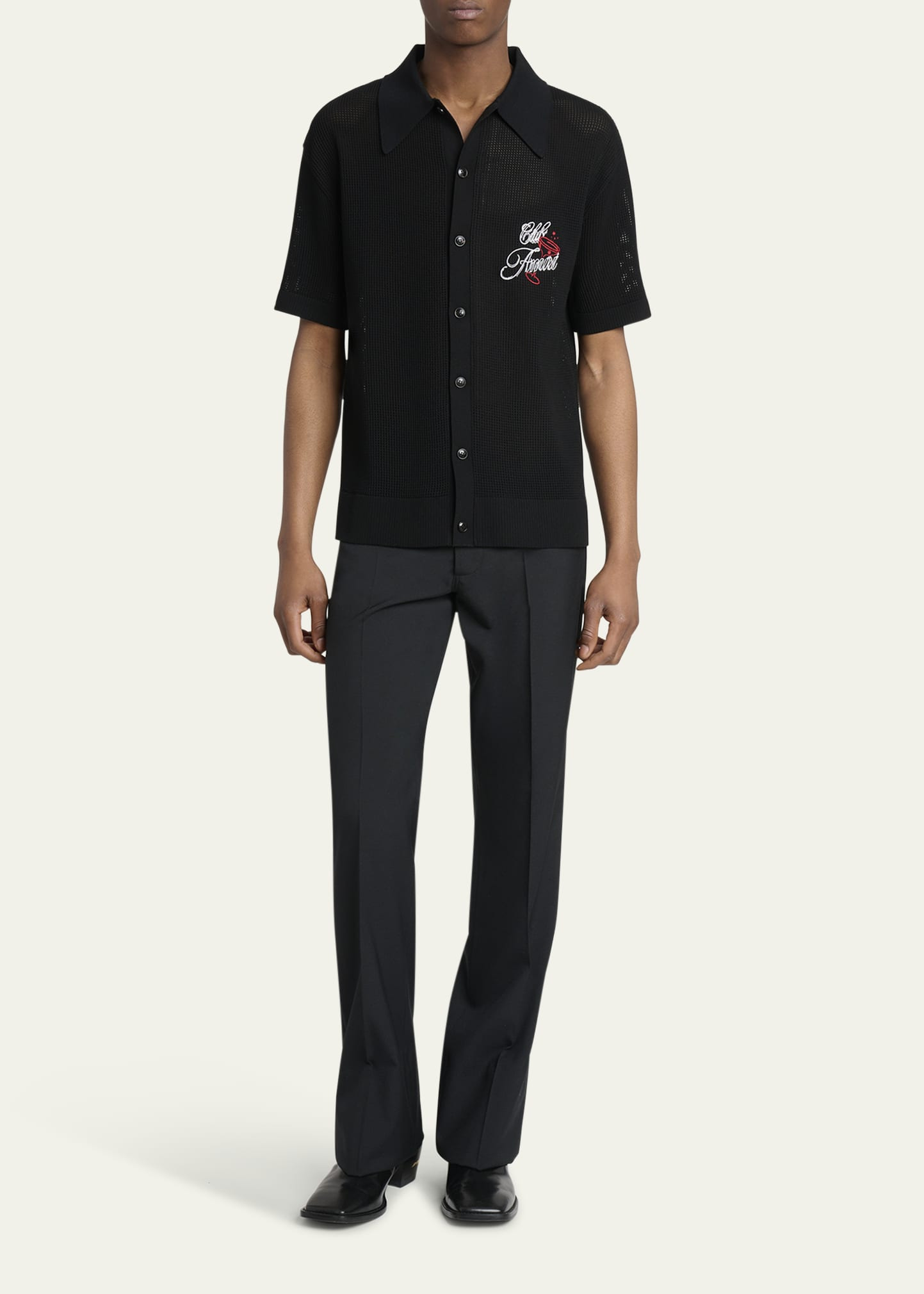Men's Club Amiri Crochet Short-Sleeve Shirt - 2