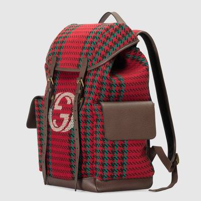 GUCCI Houndstooth and stripe backpack with Inerlocking G outlook