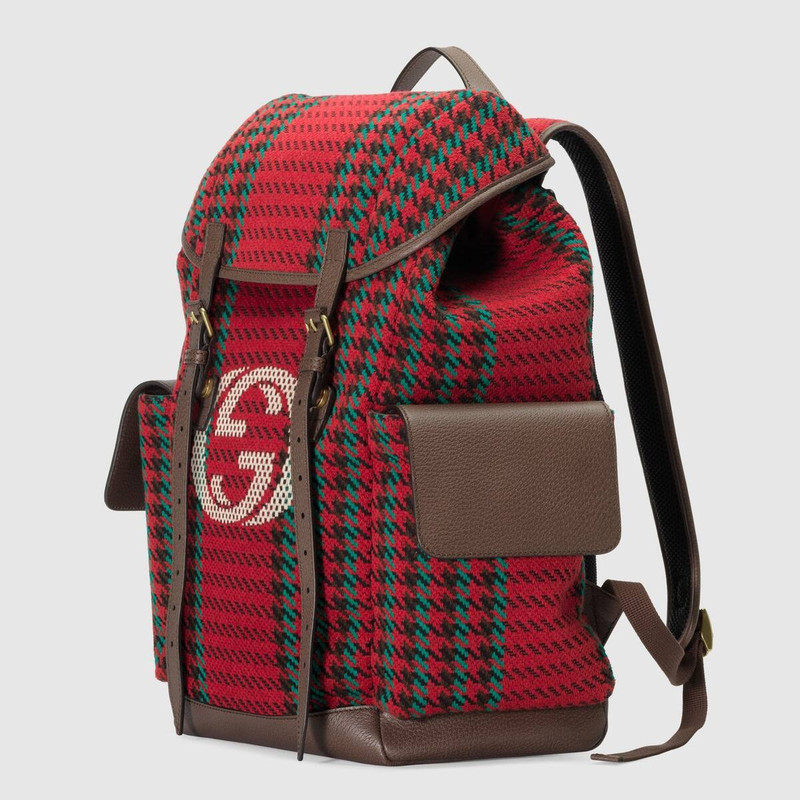 GUCCI Houndstooth and stripe backpack with Inerlocking G outlook