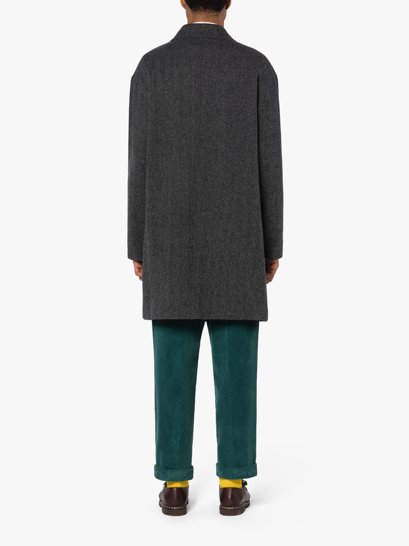 SOHO GREY HERRINGBONE WOOL OVERCOAT 4