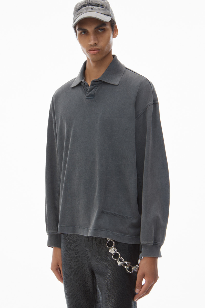 Men's Long-Sleeve Polo Tee in Cotton Jersey 3