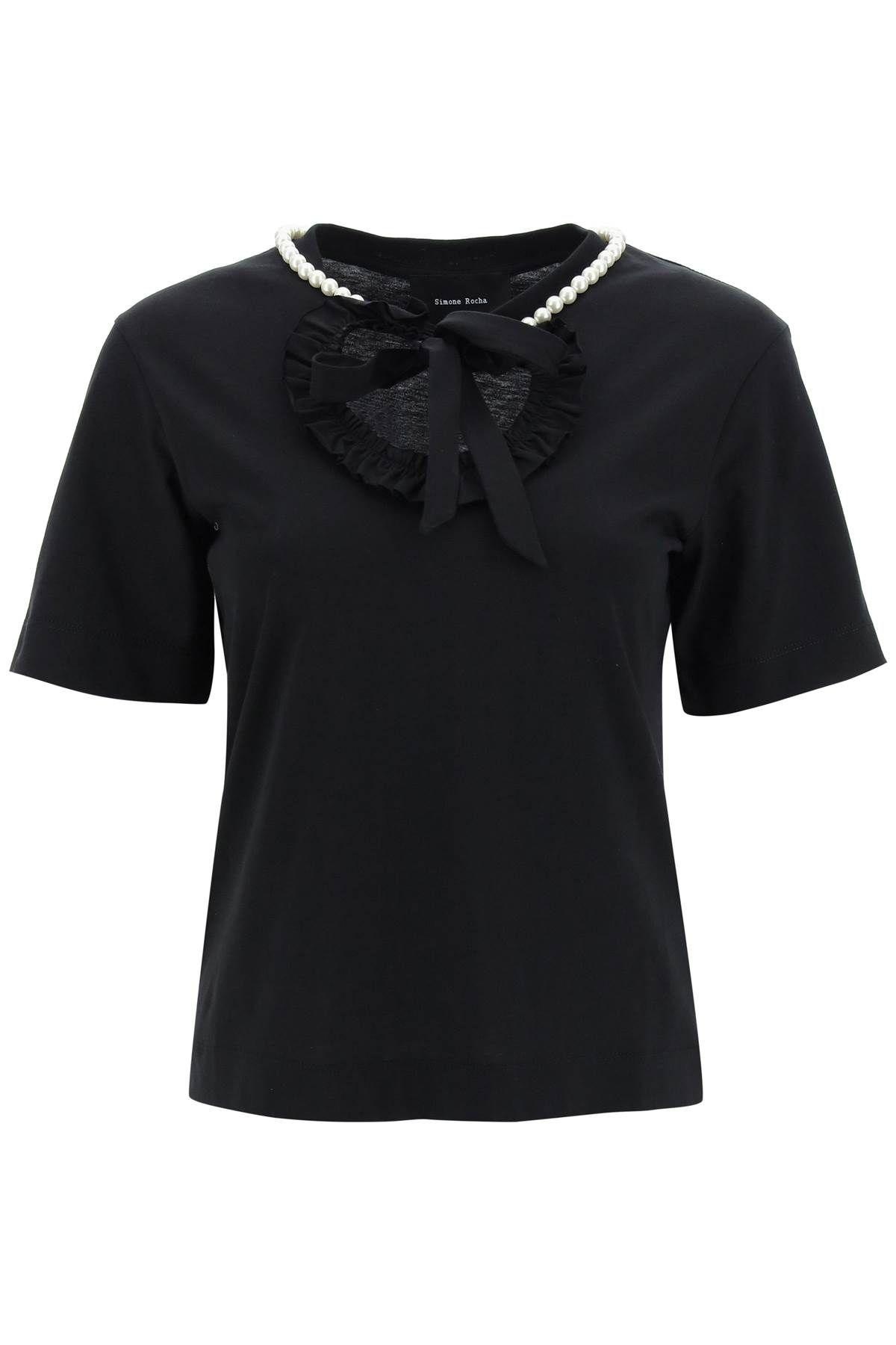 T-SHIRT WITH HEART-SHAPED CUT-OUT AND PEARLS SIMONE ROCHA - 1