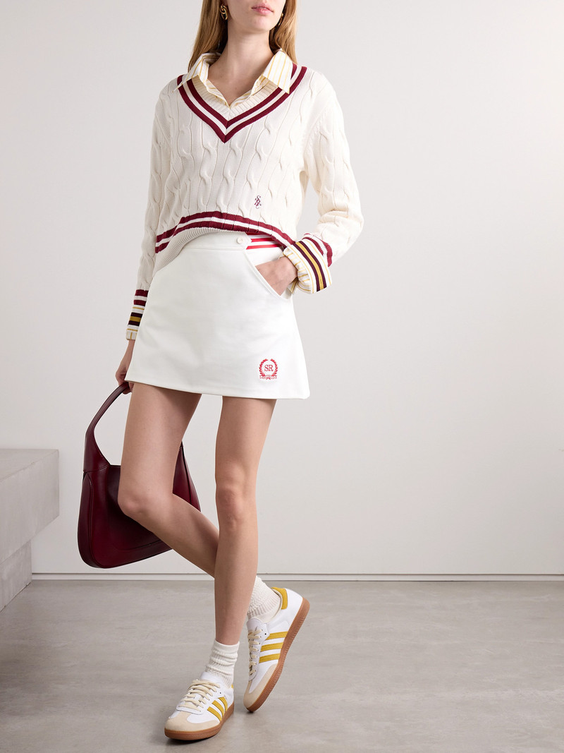 Sporty & Rich Kelly Striped Embroidered Stretch-twill Mini Skirt outlook