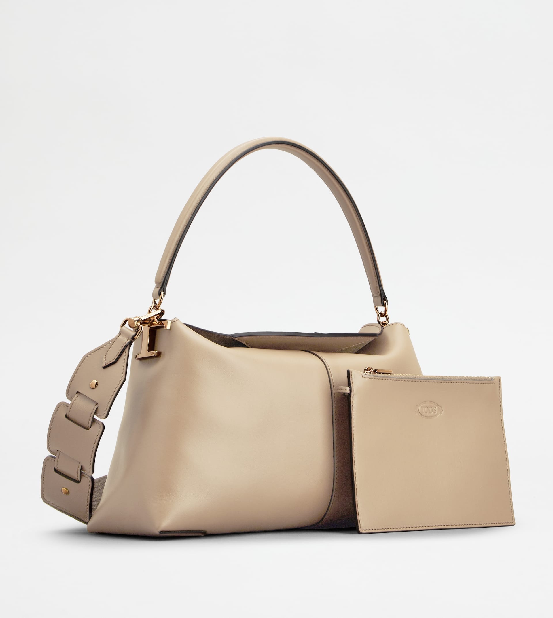 TOD'S T CASE SHOULDER BAG IN LEATHER SMALL - BEIGE - 3