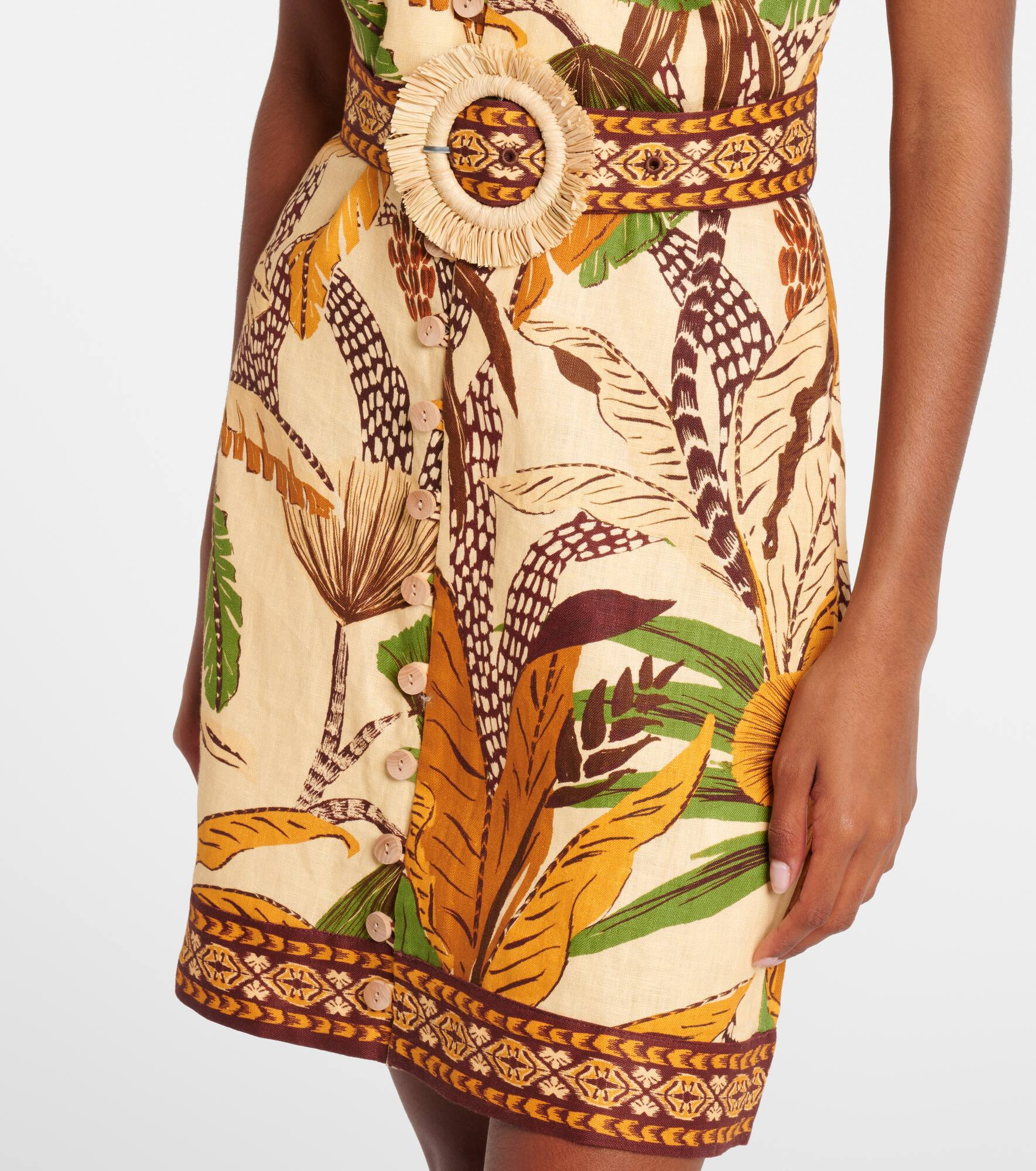 Foliage Sketch linen minidress - 5