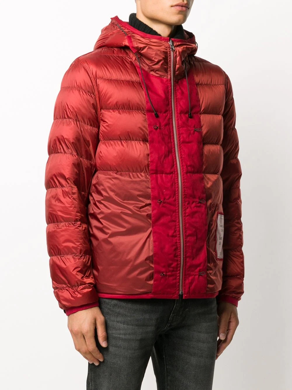 hooded contrast-panel puffer jacket - 3
