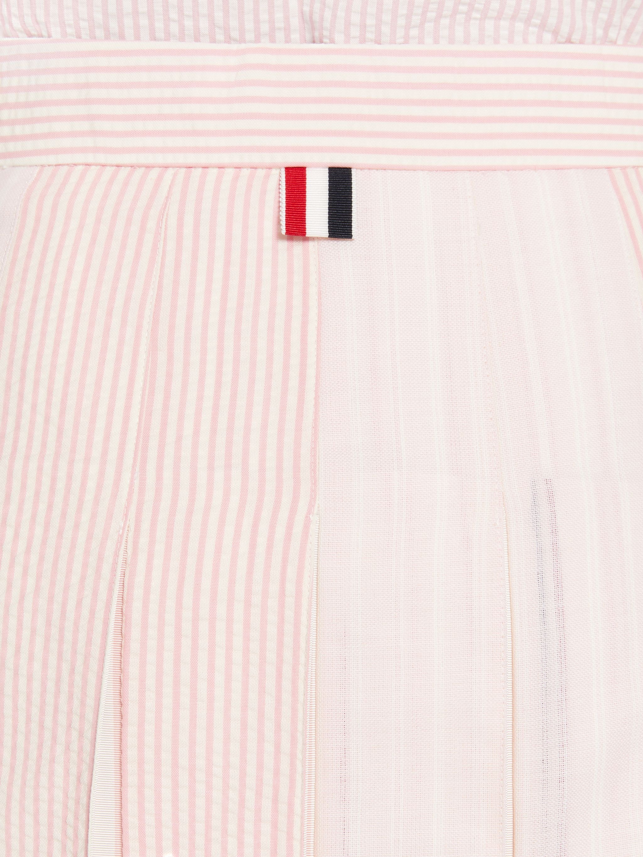 Light Pink Fun-Mix Twist Yarn Suiting And Wool Seersucker Silk Jacquard Pleat Dropped Back Below The - 6