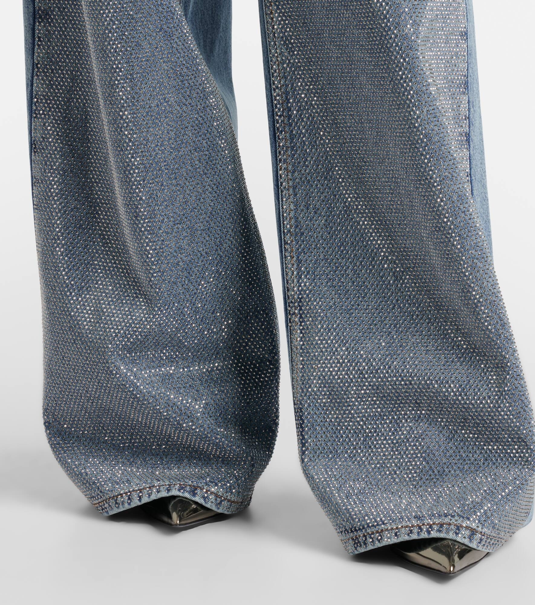 Crystal-embellished wide-leg jeans - 5