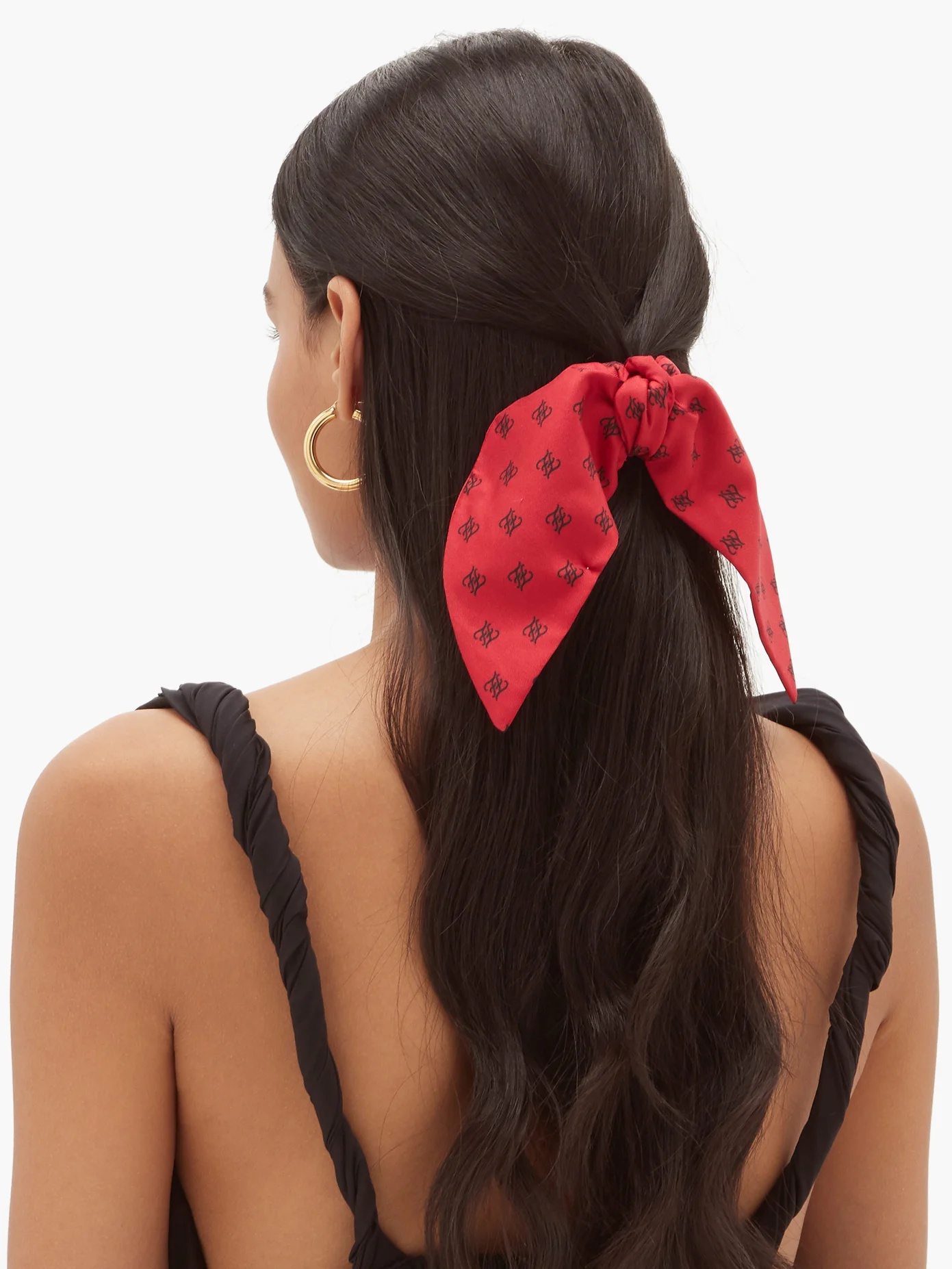 Karligraphy-print silk-twill hair clip - 3