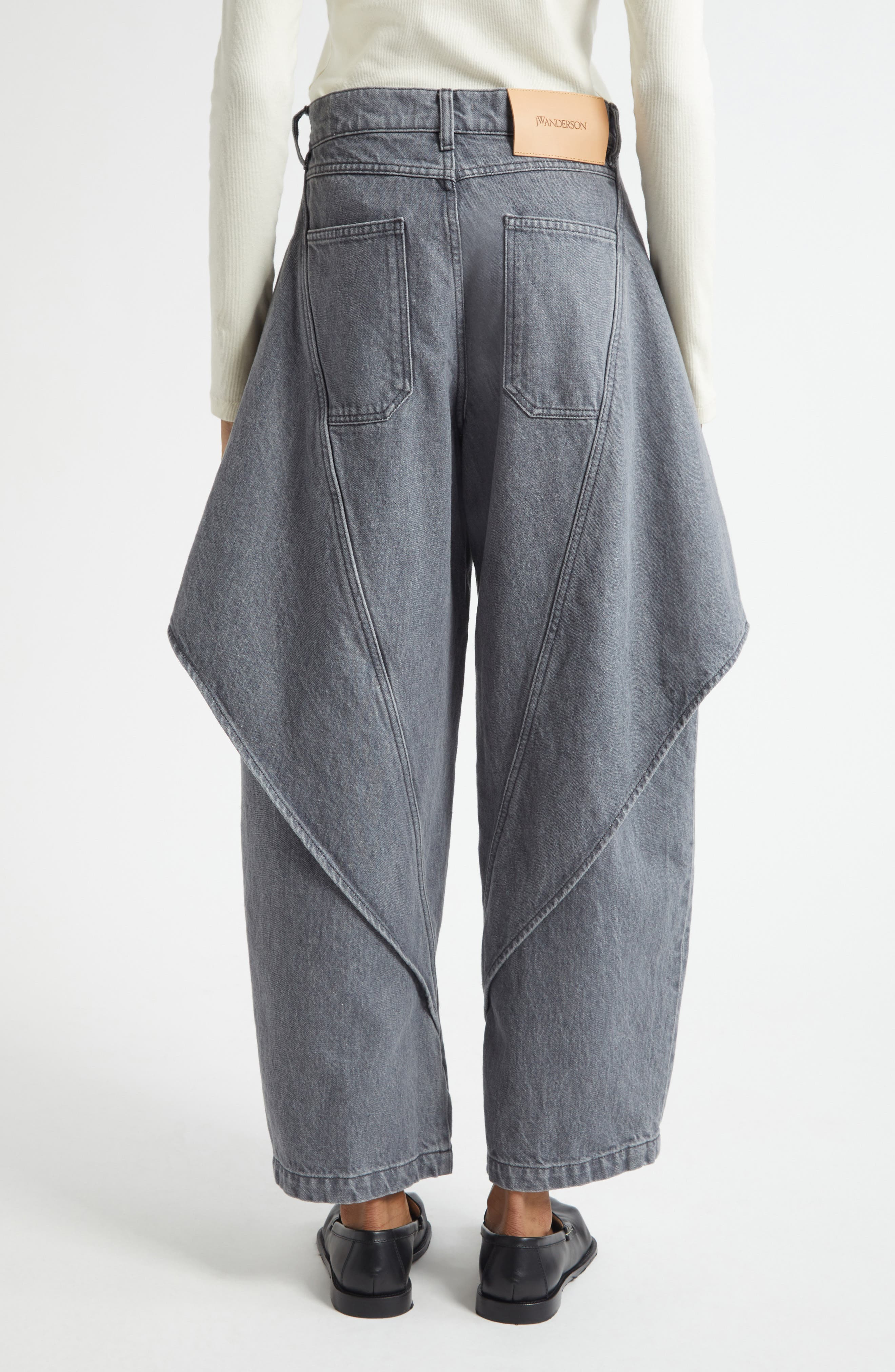 JW Anderson Sculptural Crop Jeans in 906 Light Grey at Nordstrom - 3