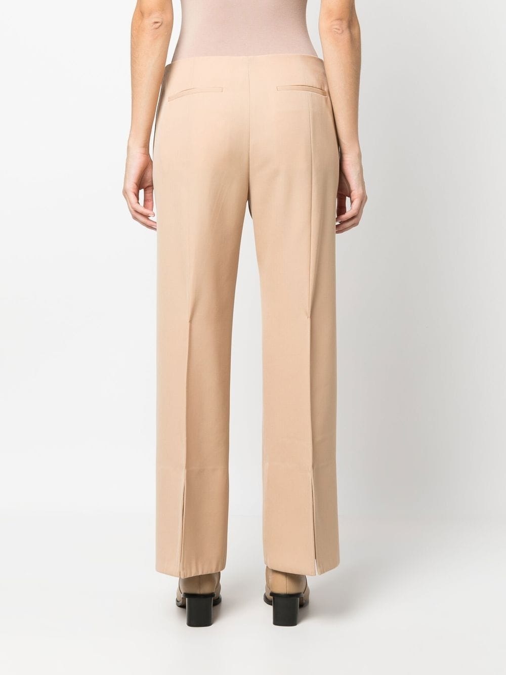 pintuck-detail flared trousers - 4