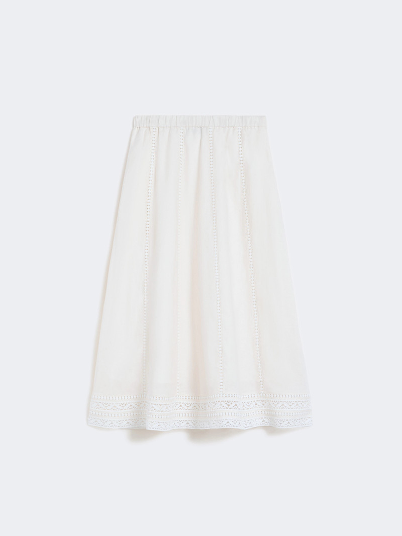 GERGO Linen skirt with à jour embroidery - ECRU 1