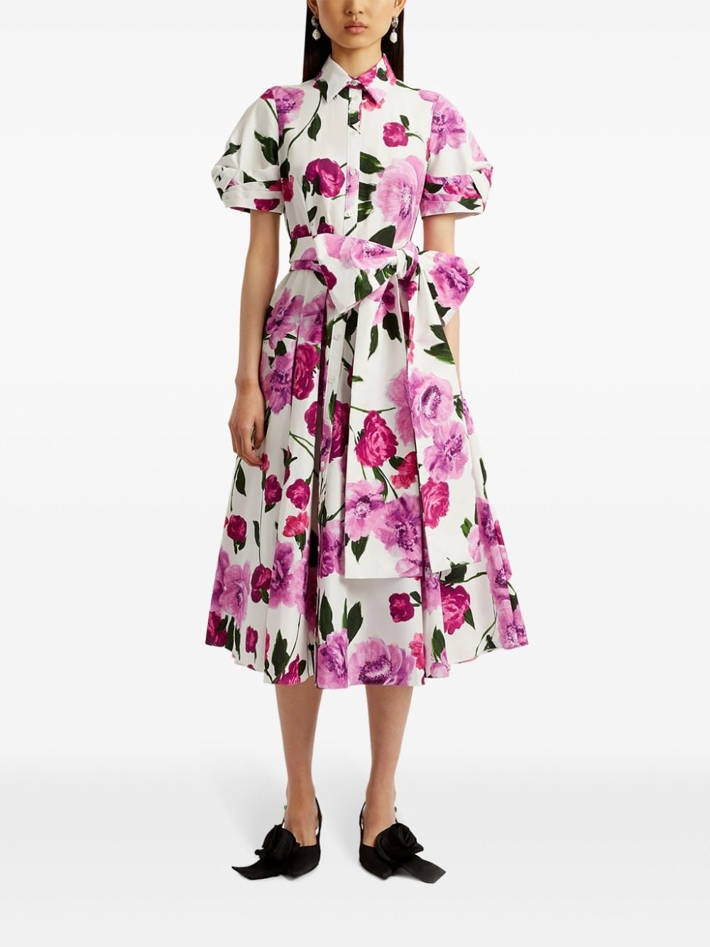 floral-print cotton midi dress - 3